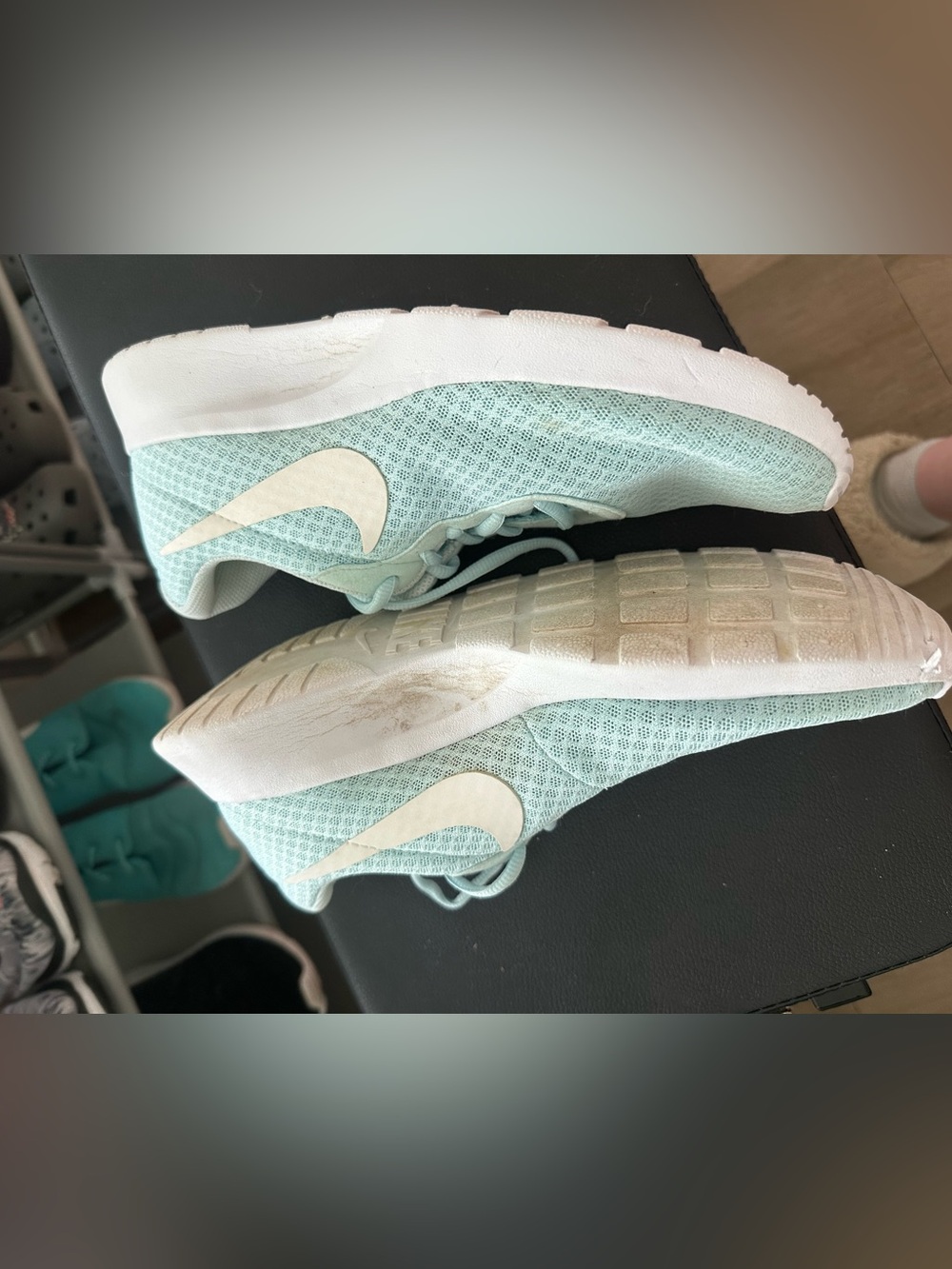 Nike Mint Green Mesh Sneakers with White Swoosh - Picture 2 of 7